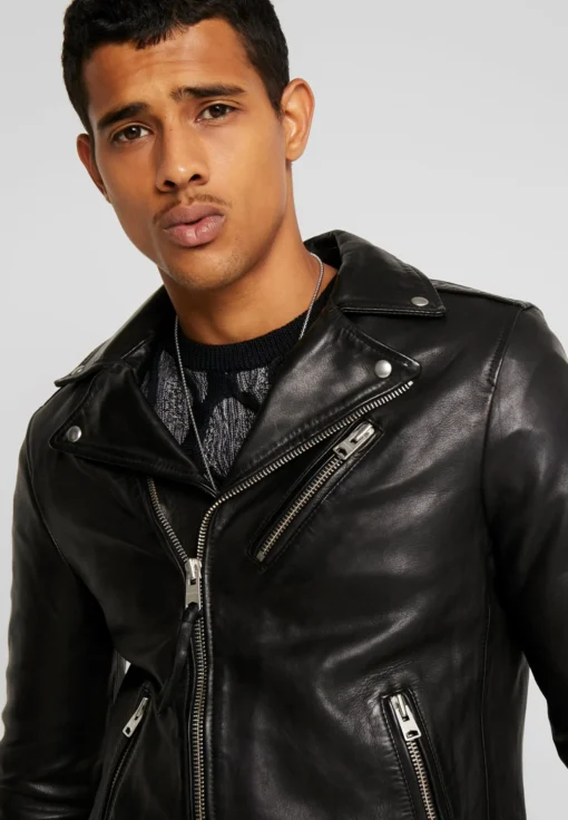 Shumack Black Biker Leather Jacket