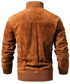 Mens Brown Suede Leather Bomber Jacket