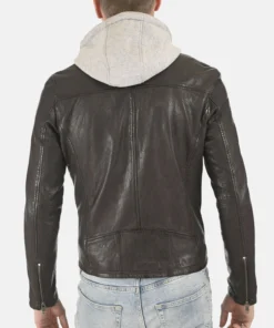 Men’s Winston Dark Brown Hoodie Leather Jacket