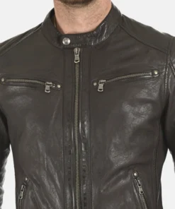 Men’s Winston Dark Brown Hoodie Leather Jacket