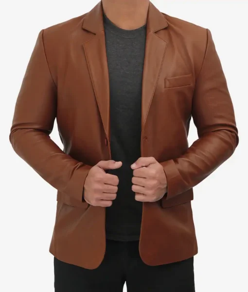 Men’s Casual Brown Leather Blazer