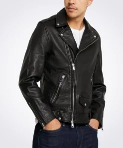 Milo Black Biker Lapel Collar Leather Jacket