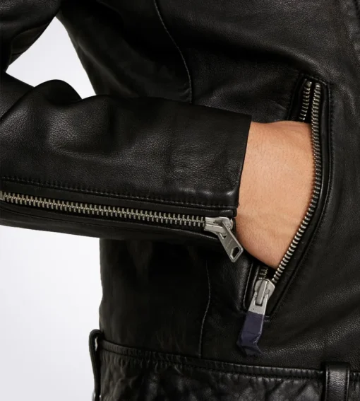 Milo Black Biker Lapel Collar Leather Jacket