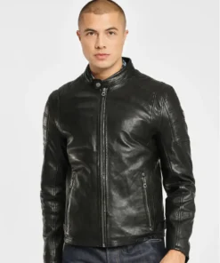 Leo Black Hooded Leather Jacket