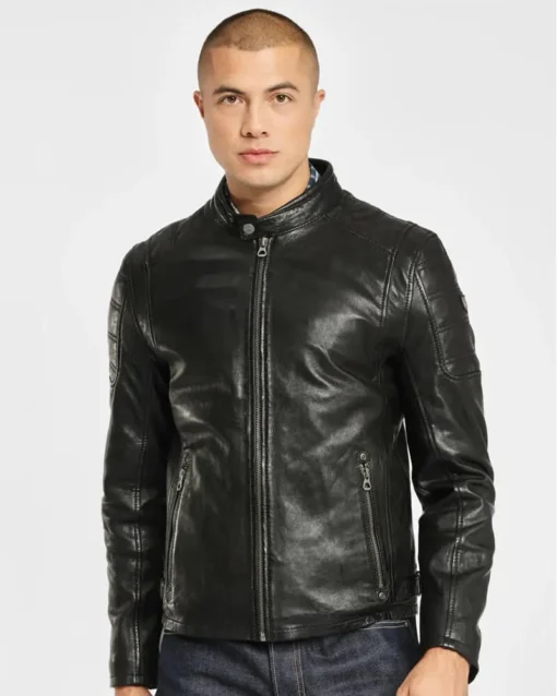 Leo Black Hooded Leather Jacket