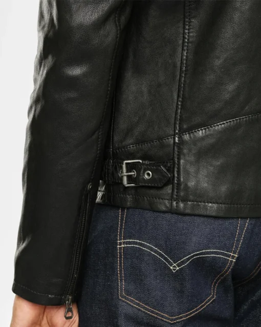 Leo Black Hooded Leather Jacket