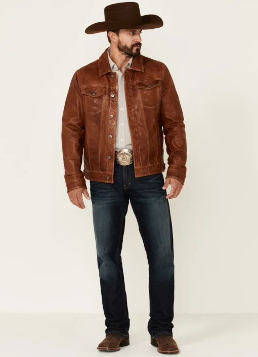 Recon Tan Leather Trucker Jacket