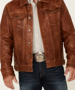 Recon Tan Leather Trucker Jacket