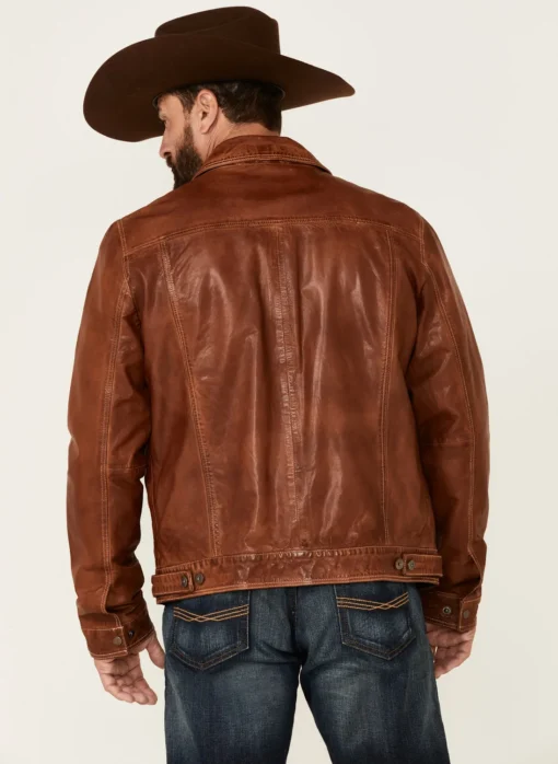 Recon Tan Leather Trucker Jacket