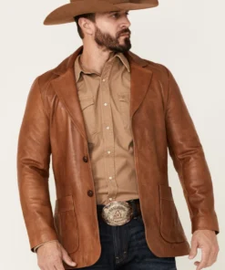 Lavendard Brown Western Leather Blazer