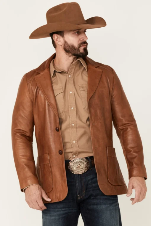 Lavendard Brown Western Leather Blazer