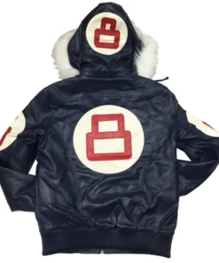 8 Ball Pool Logo Men's Fur Hooded Leather Jacket