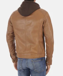 Men’s Erico Cognac Lambskin leather Hoodie Jacket