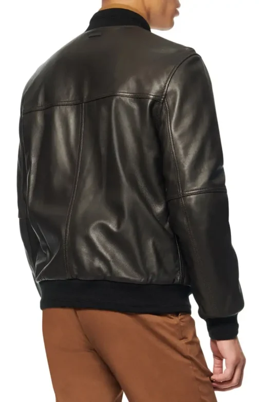 Summit Andrew Bomber Black Leather Jacket