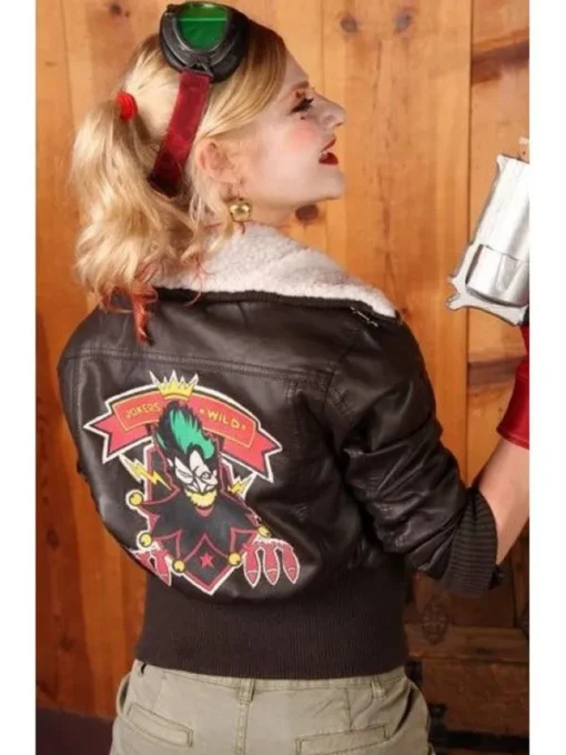 HARLEY QUINN JOKER FUR COSTUME BOMBSHEEL BROWN JACKET