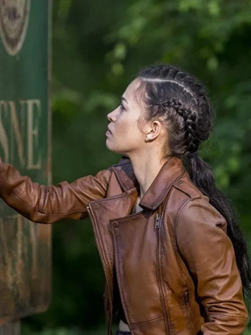 Christian Serratos The Walking Dead Season 9 Brown Leather Jacket