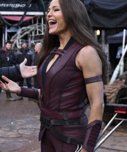 Jennifer Garner Deadpool & Wolverine Maroon Leather Vest