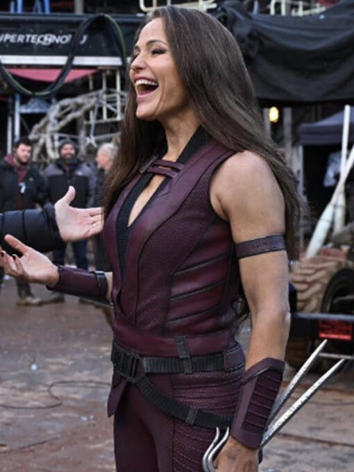 Jennifer Garner Deadpool & Wolverine Maroon Leather Vest