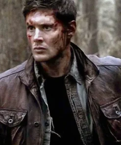 Men’s Ross Ackles Supernatural Season 7 Dark Brown Leather Jacket