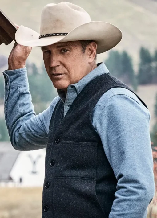 Yellowstone John Dutton Grey Wool Vest