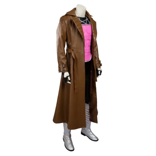 X-Men Gambit Cosplay Brown Leather Trench Coat