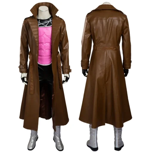 X-Men Gambit Cosplay Brown Leather Trench Coat