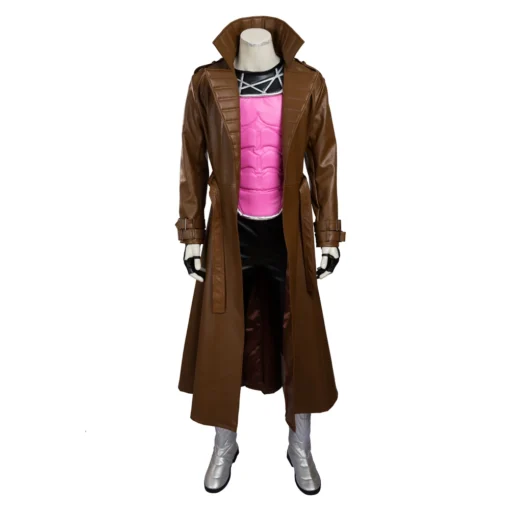 X-Men Gambit Cosplay Brown Leather Trench Coat