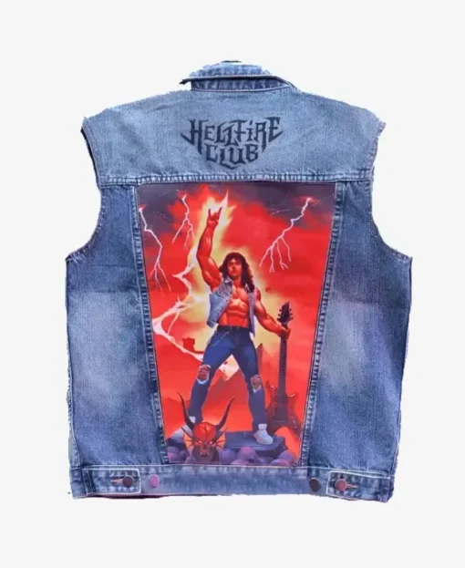 Stranger Things Eddie Printed Blue Denim Vest