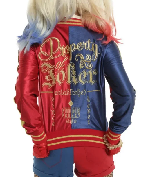 SUICIDE SQUAD HALLOWEEN HARLEY QUINN SATIN RED & BLUE JACKET