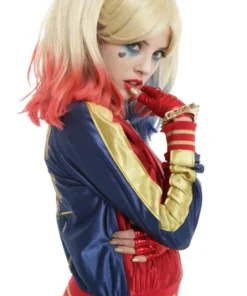 SUICIDE SQUAD HALLOWEEN HARLEY QUINN SATIN RED & BLUE JACKET