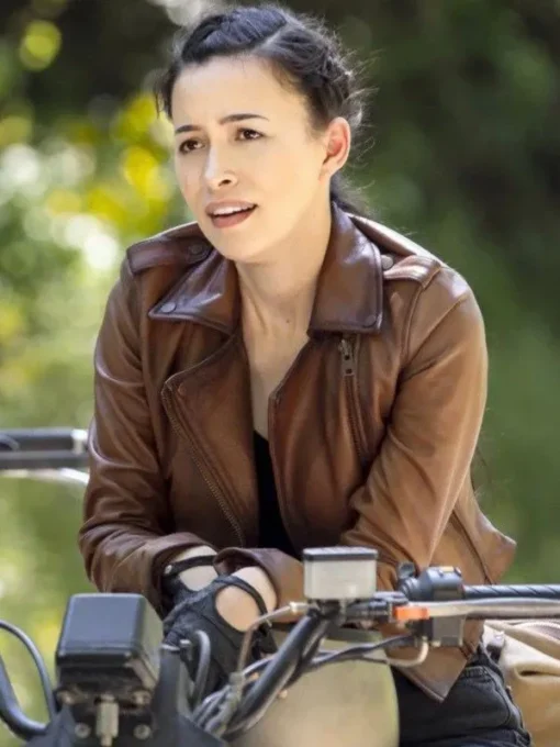 Christian Serratos The Walking Dead Season 9 Brown Leather Jacket