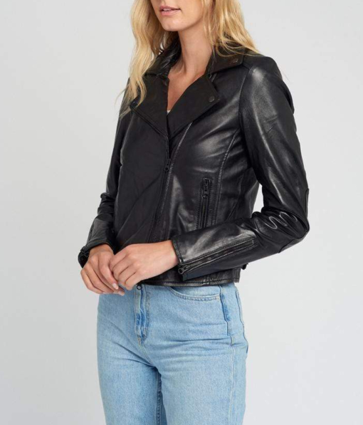 Liza Black Hardware Black Moto Leather Jacket