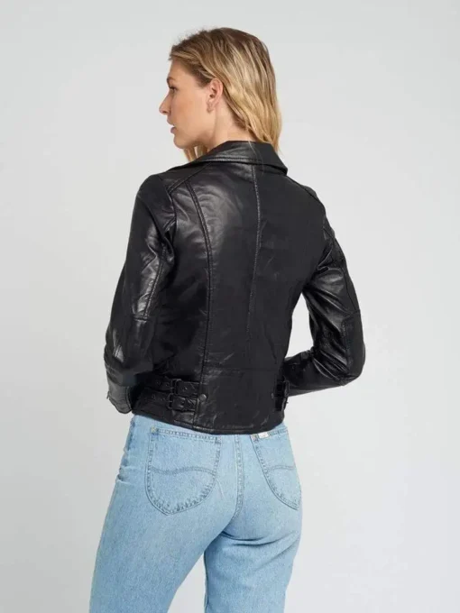 Liza Black Hardware Black Moto Leather Jacket