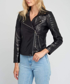 Liza Black Biker Leather Jacket