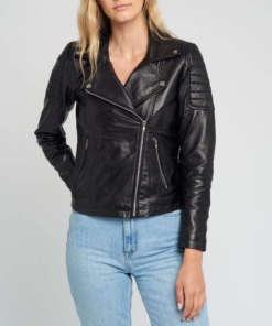 Liza Black Biker Leather Jacket