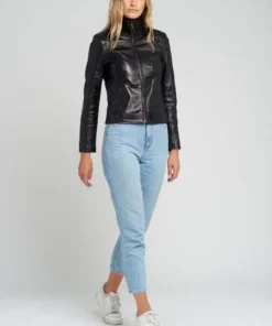 Kathleen Womens Black Leather Jacket