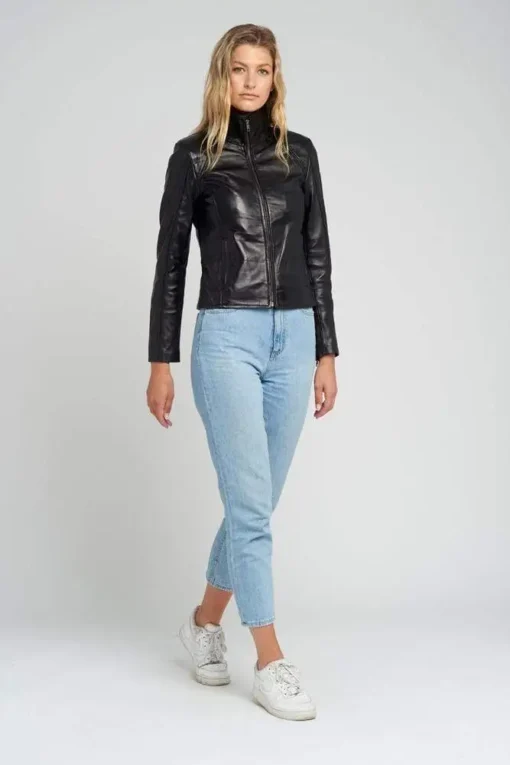 Kathleen Womens Black Leather Jacket