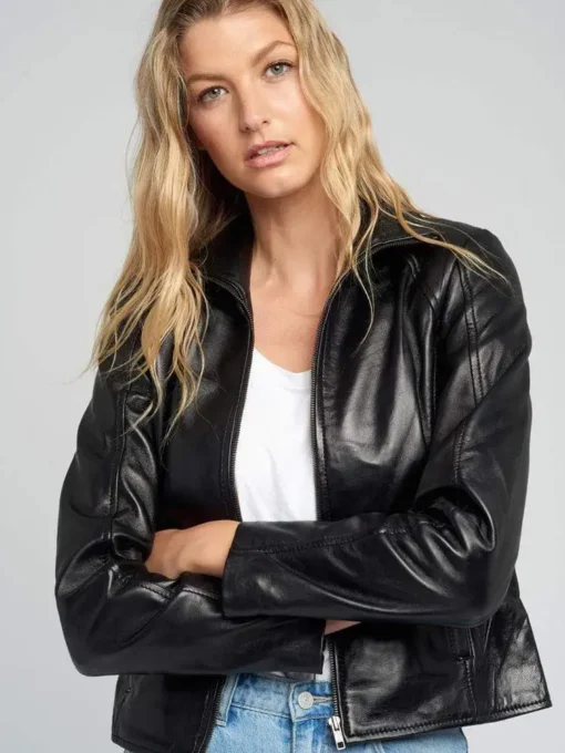 Kathleen Womens Black Leather Jacket