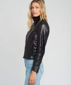 Kathleen Womens Black Leather Jacket