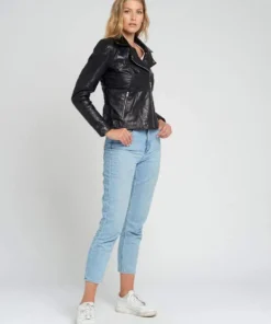 Women’s Asymmetrical Quilted Black Motorcycle Leather Jacket