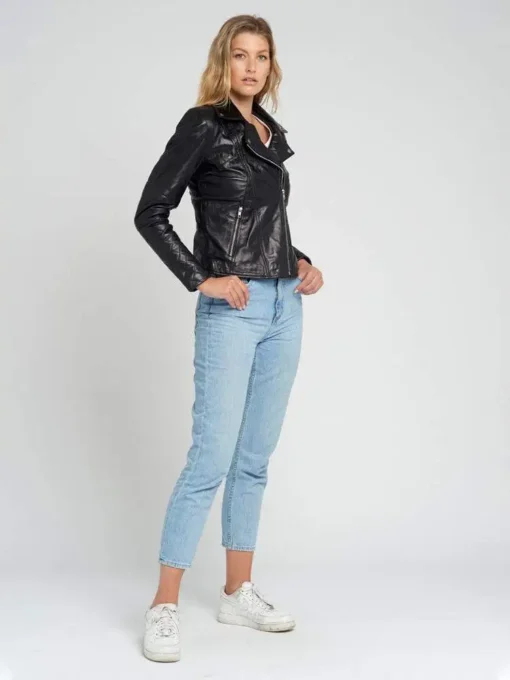 Women’s Asymmetrical Quilted Black Motorcycle Leather Jacket