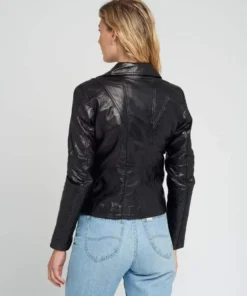 Women’s Asymmetrical Quilted Black Motorcycle Leather Jacket