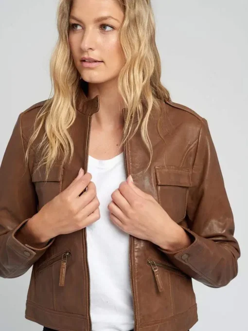 Indiana Brown Cafe Racer Women’s Leather Jacket