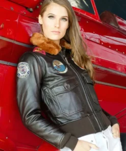 Women Top Gun Flight Leather Jacket