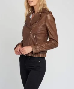 Ella Vintage Brown Biker Leather Jacket