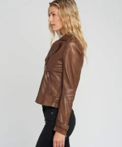 Ella Vintage Brown Biker Leather Jacket