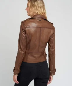 Ella Vintage Brown Biker Leather Jacket