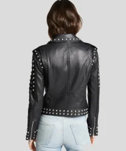 Womens Black Studded Leather Jacket – Biker Style Leather Jacket