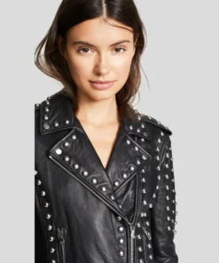 Womens Black Studded Leather Jacket – Biker Style Leather Jacket