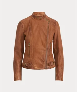 Women’s Iconic Brown Leather Jacket – Real Sheepskin Leather